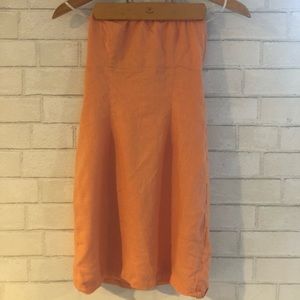 Strapless peach colored mini dress